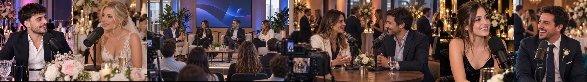 invitados de bodas, cumpleaños de 15 y empresas participando en un show de streaming en el espacio del evento