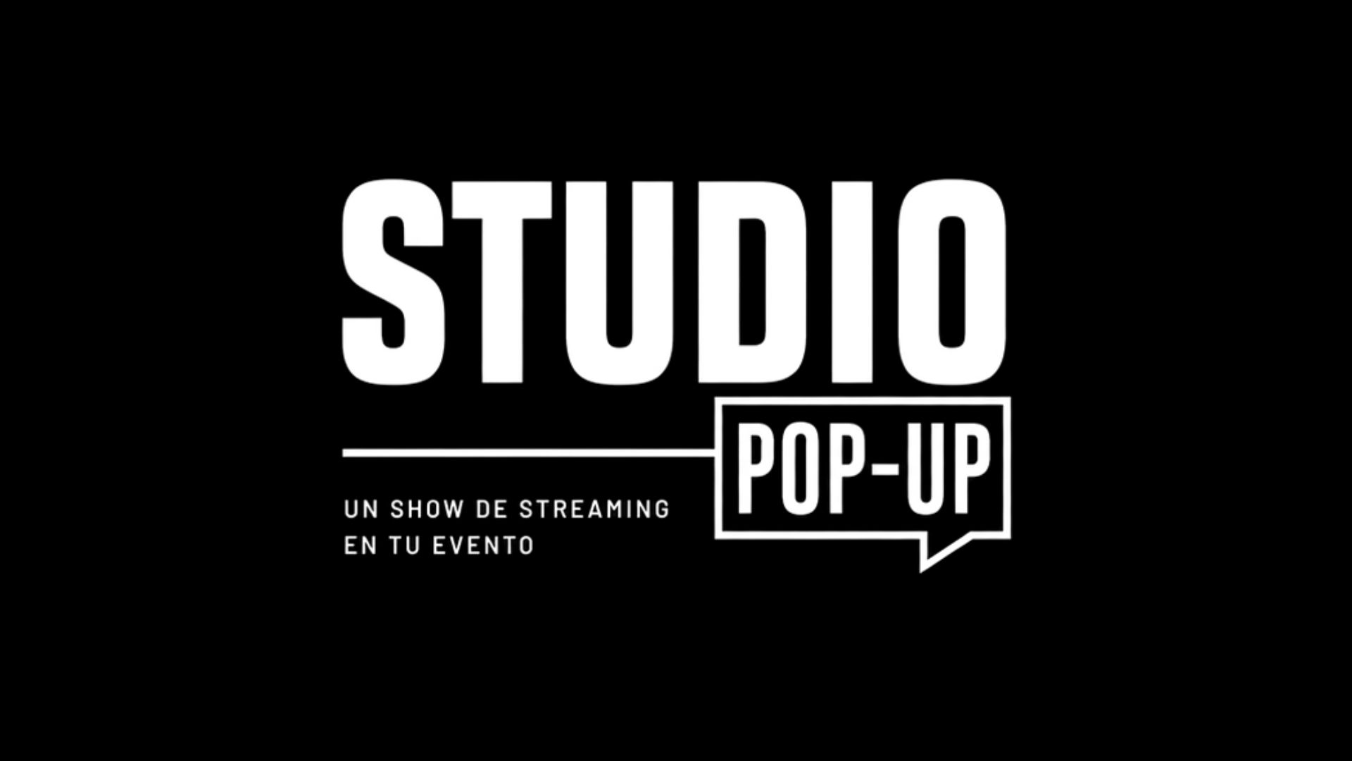 isologotipo de studio pop up, un show de streaming en tu evento. Un servicio de angry toast.